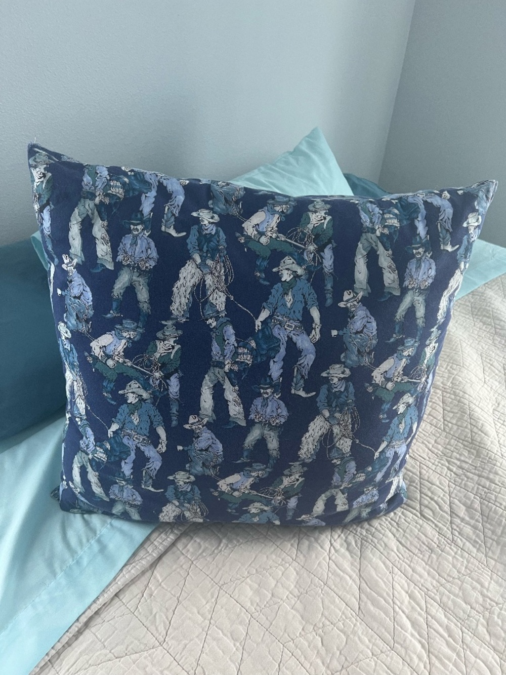 Cowboy Pillow, 19 x 19, cute pillow!